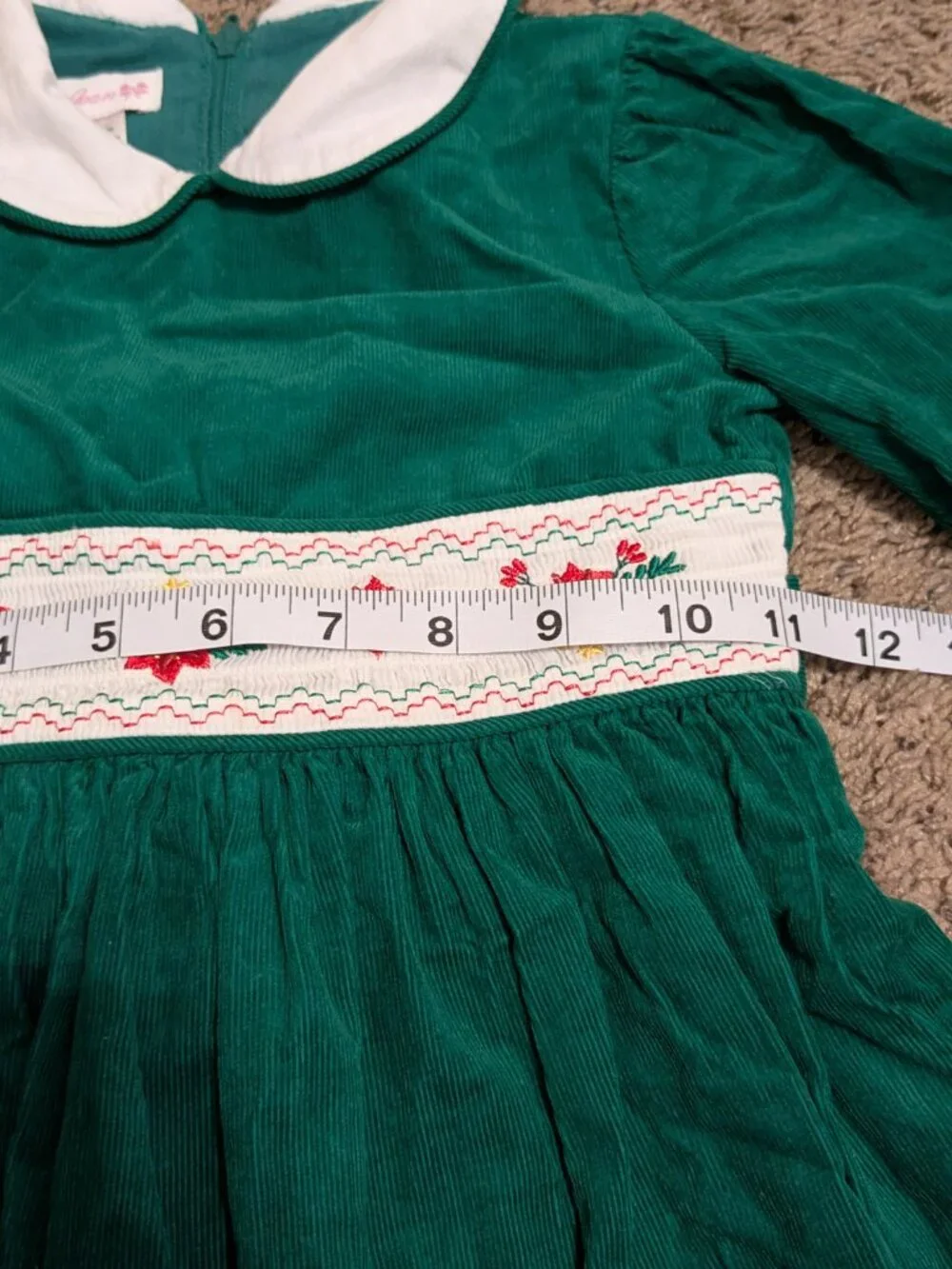 Vintage Style Bonnie Jean Green Corduroy Holiday Christmas Dress Girls 5T